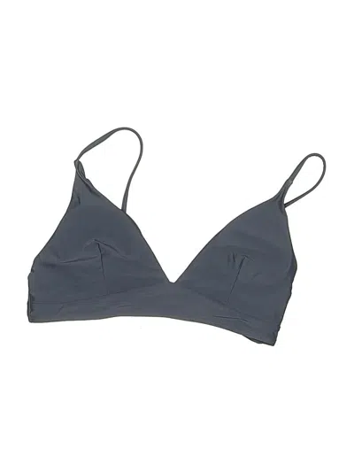 Pre-owned Shein Swimsuit Top Gray Solid Pattern Swimwear