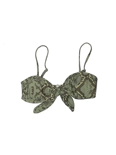 Pre-owned Shein Swimsuit Top Green Camo Pattern Swimwear