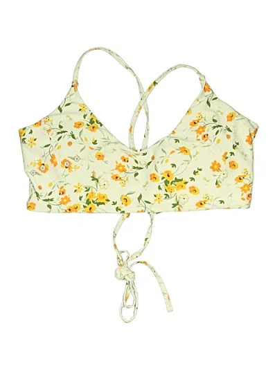 Pre-owned Shein Swimsuit Top Green Floral Pattern Swimwear