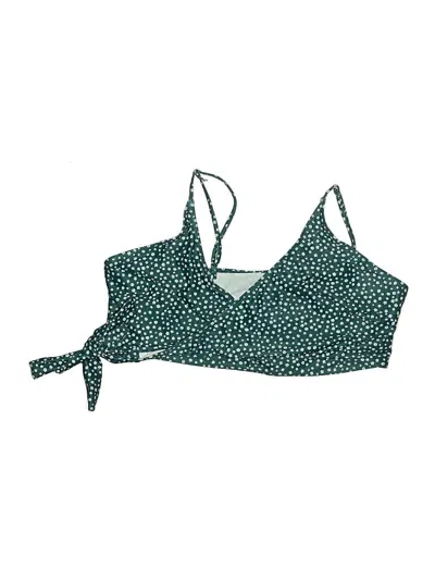 Pre-owned Shein Swimsuit Top Green Polka Dots Pattern Swimwear