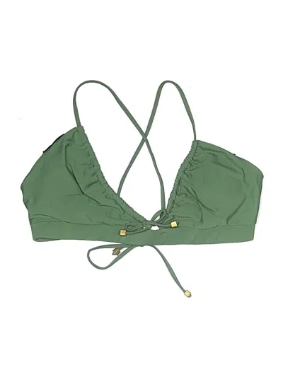 Pre-owned Shein Swimsuit Top Green Solid Pattern Swimwear