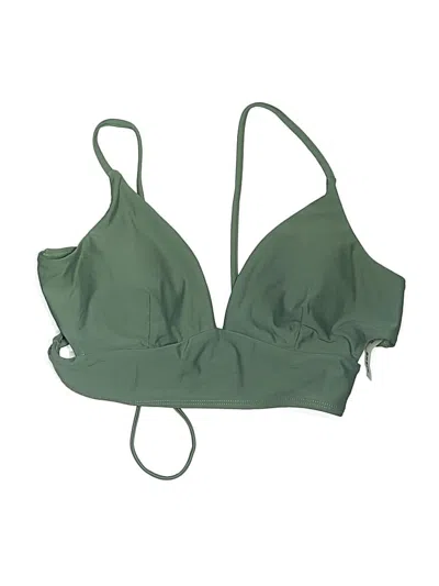 Pre-owned Shein Swimsuit Top Green Solid Pattern Swimwear