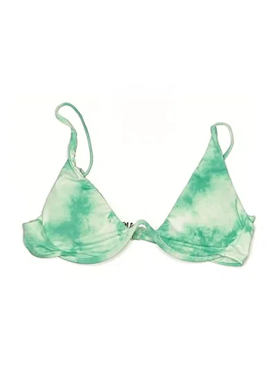 Pre-owned Shein Swimsuit Top Green Tie-dye Pattern Swimwear