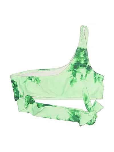 Pre-owned Shein Swimsuit Top Green Tie-dye Pattern Swimwear
