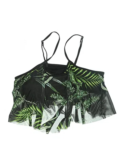 Pre-owned Shein Swimsuit Top Green Tropical Pattern Swimwear