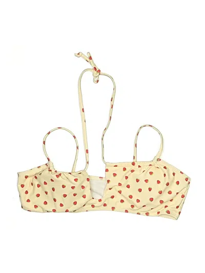 Pre-owned Shein Swimsuit Top Ivory Hearts Pattern Swimwear