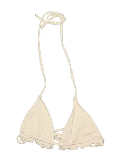 Pre-owned Shein Swimsuit Top Ivory Solid Pattern Swimwear