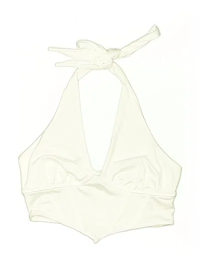 Pre-owned Shein Swimsuit Top Ivory Solid Pattern Swimwear In White