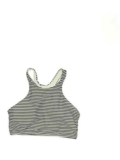 Pre-owned Shein Swimsuit Top Ivory Stripes Pattern Swimwear