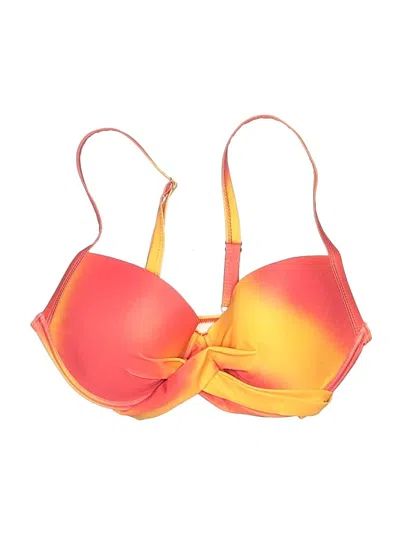 Pre-owned Shein Swimsuit Top Orange Color Block Pattern Swimwear
