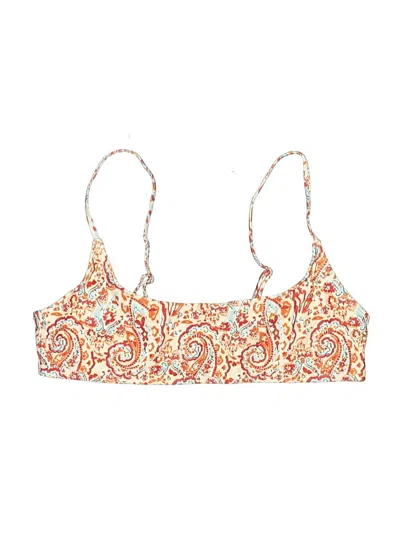 Pre-owned Shein Swimsuit Top Orange Paisley Pattern Swimwear