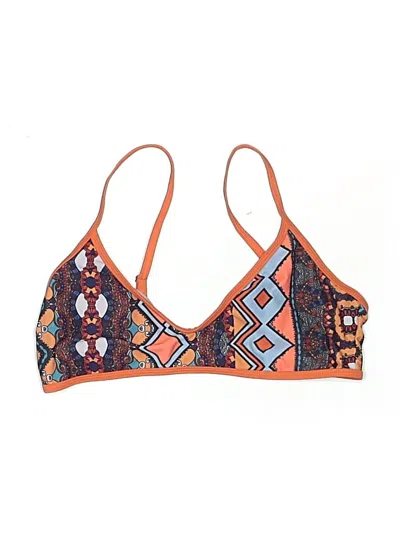 Pre-owned Shein Swimsuit Top Orange Print Pattern Swimwear
