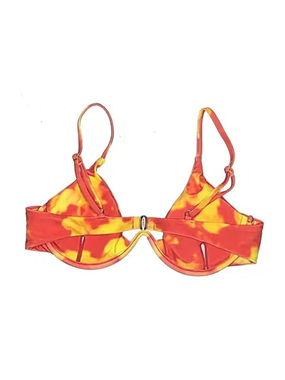 Pre-owned Shein Swimsuit Top Orange Print Pattern Swimwear