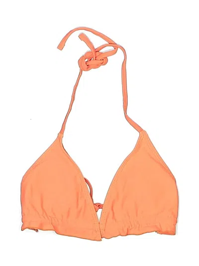 Pre-owned Shein Swimsuit Top Orange Solid Pattern Swimwear