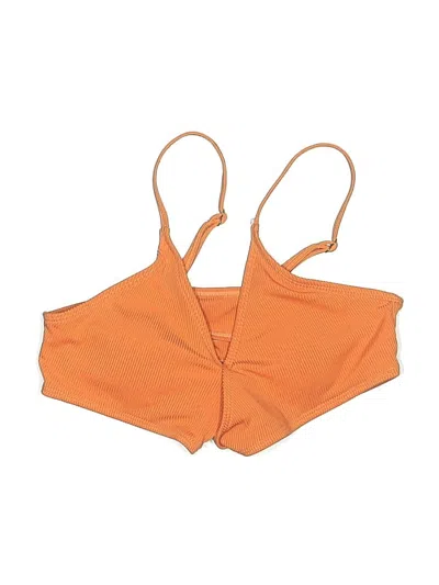 Pre-owned Shein Swimsuit Top Orange Solid Pattern Swimwear