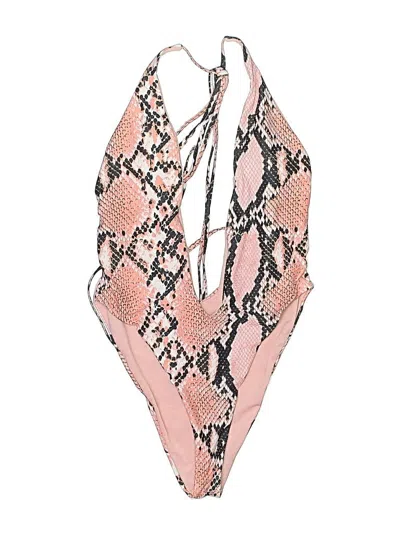 Pre-owned Shein Swimsuit Top Pink Animal Print Pattern Swimwear