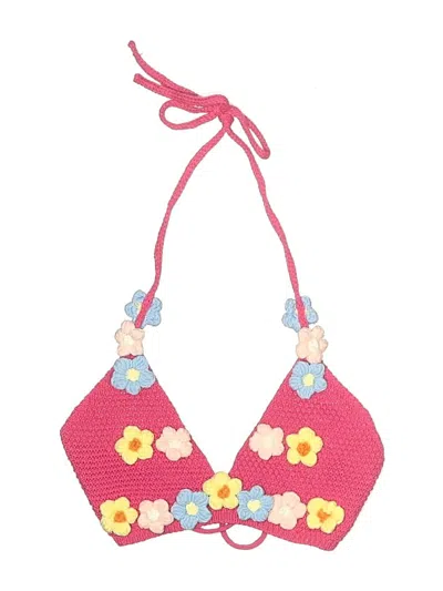 Pre-owned Shein Swimsuit Top Pink Hearts Pattern Swimwear