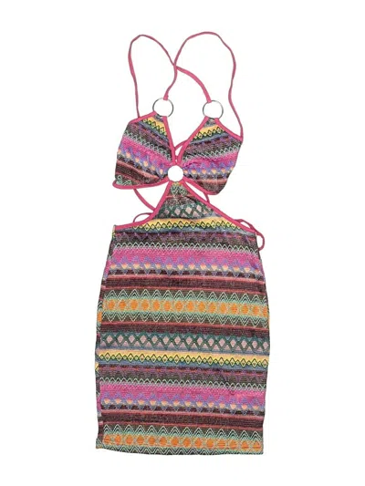 Pre-owned Shein Swimsuit Top Pink Tweed Pattern Swimwear