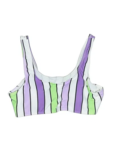 Pre-owned Shein Swimsuit Top Purple Stripes Pattern Swimwear