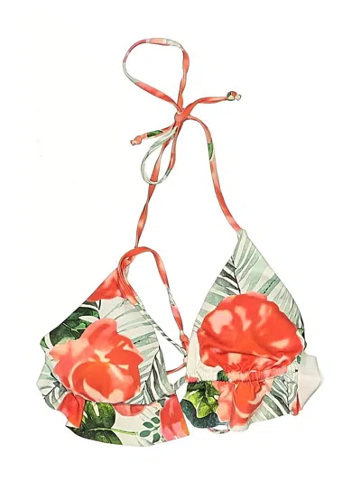 Pre-owned Shein Swimsuit Top Red Floral Pattern Swimwear