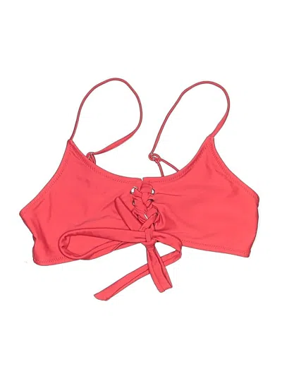 Pre-owned Shein Swimsuit Top Red Solid Pattern Swimwear