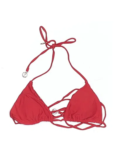 Pre-owned Shein Swimsuit Top Red Solid Pattern Swimwear
