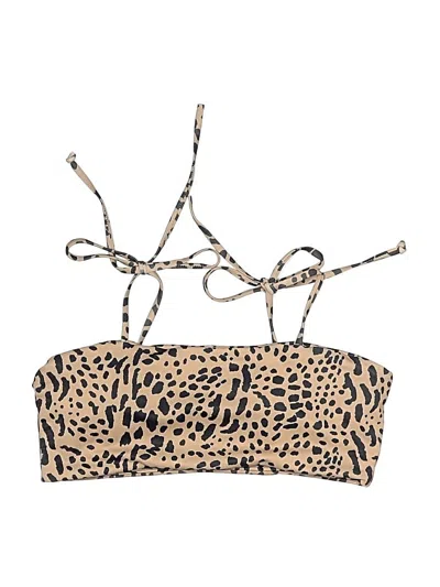 Pre-owned Shein Swimsuit Top Tan Animal Print Pattern Swimwear
