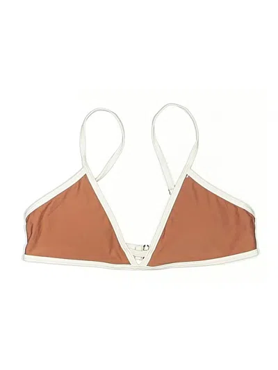 Pre-owned Shein Swimsuit Top Tan Color Block Pattern Swimwear