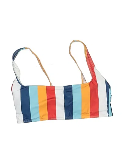 Pre-owned Shein Swimsuit Top White Stripes Pattern Swimwear