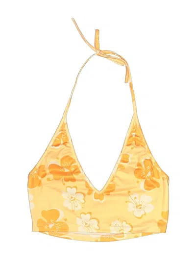Pre-owned Shein Swimsuit Top Yellow Floral Pattern Swimwear