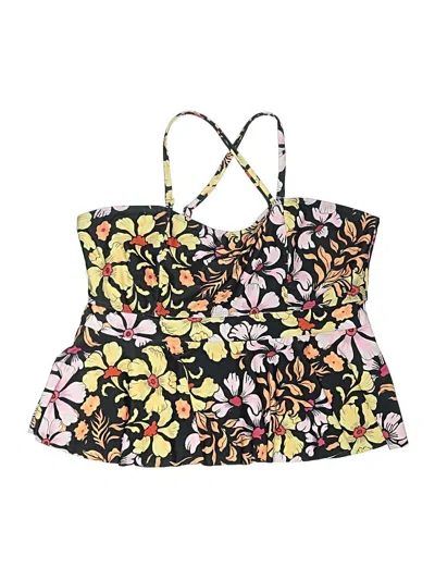 Pre-owned Shein Swimsuit Top Yellow Floral Pattern Swimwear
