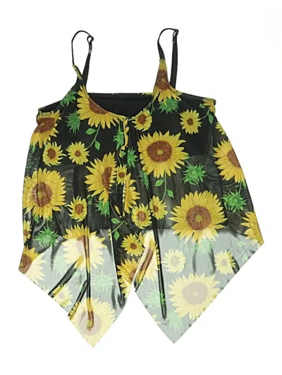 Pre-owned Shein Swimsuit Top Yellow Print Pattern Swimwear