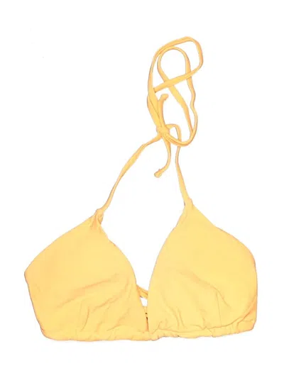Pre-owned Shein Swimsuit Top Yellow Solid Pattern Swimwear