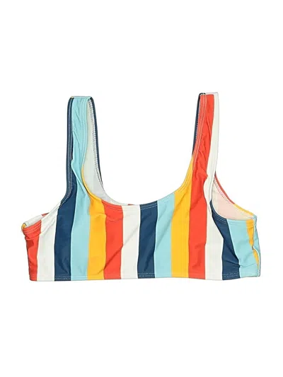 Pre-owned Shein Swimsuit Top Yellow Stripes Pattern Swimwear