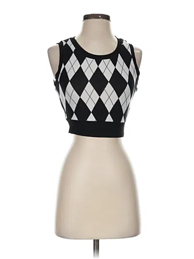 Pre-owned Shein Tank Top Black Argyle Pattern Square Neckline Tops