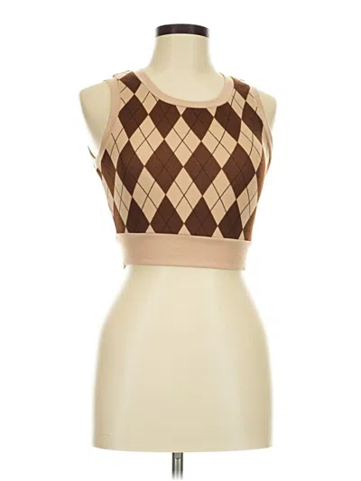 Pre-owned Shein Tank Top Brown Argyle Pattern Square Neckline Tops