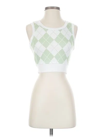 Pre-owned Shein Tank Top Green Argyle Pattern Square Neckline Tops