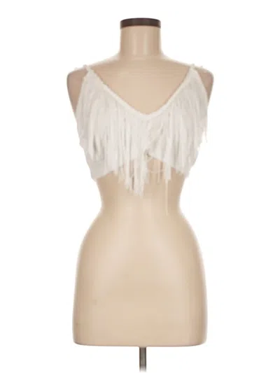 Pre-owned Shein Tank Top Ivory Plunge Neckline Tops In White