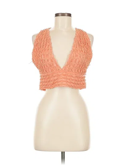 Pre-owned Shein Tank Top Orange Plunge Neckline Tops