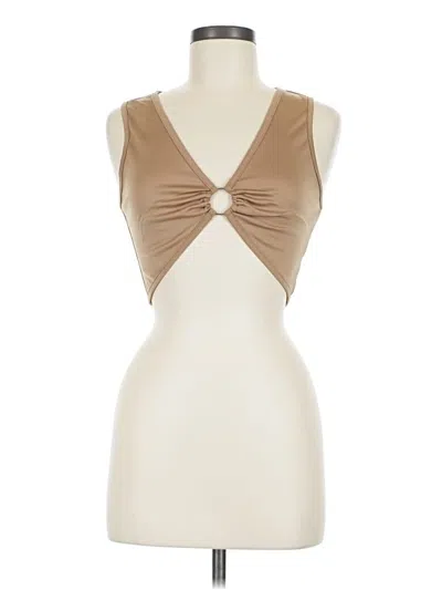 Pre-owned Shein Tank Top Tan Plunge Neckline Tops