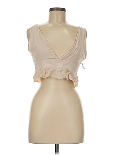 Pre-owned Shein Tank Top Tan Plunge Neckline Tops In Brown