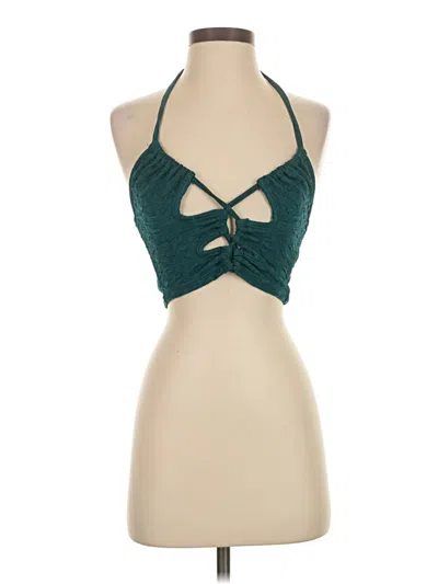 Pre-owned Shein Tank Top Teal Halter Neckline Tops In Blue