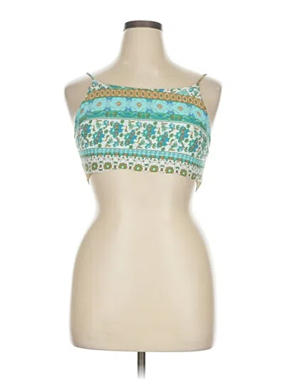 Pre-owned Shein Tank Top Teal Strapless Neckline Tops In Blue