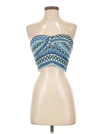 Shein Tube Top Blue Strapless Neckline Tops