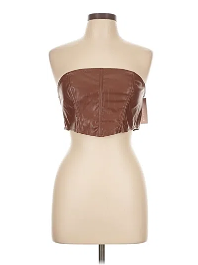 Shein Tube Top Brown Strapless Neckline Tops
