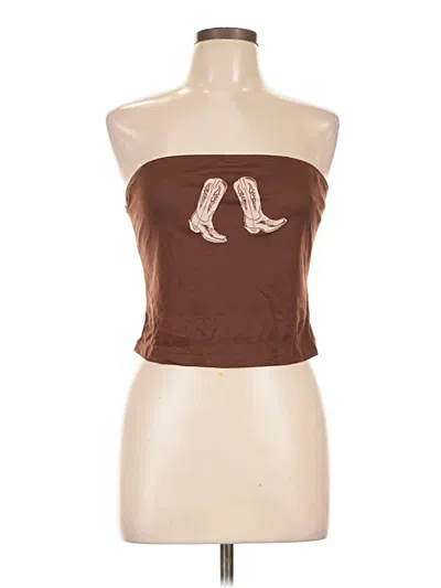 Pre-owned Shein Tube Top Brown Strapless Neckline Tops