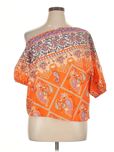 Pre-owned Shein Tube Top Orange One Shoulder Neckline Tops