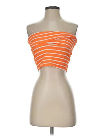 Pre-owned Shein Tube Top Orange Strapless Neckline Tops