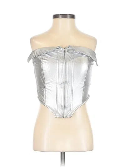 Pre-owned Shein Tube Top Silver Strapless Neckline Tops