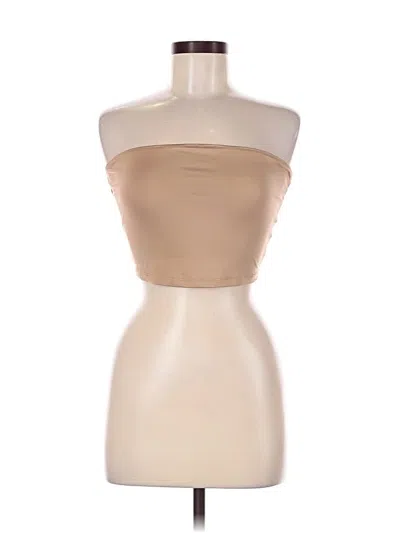 Pre-owned Shein Tube Top Tan Strapless Neckline Tops In Brown